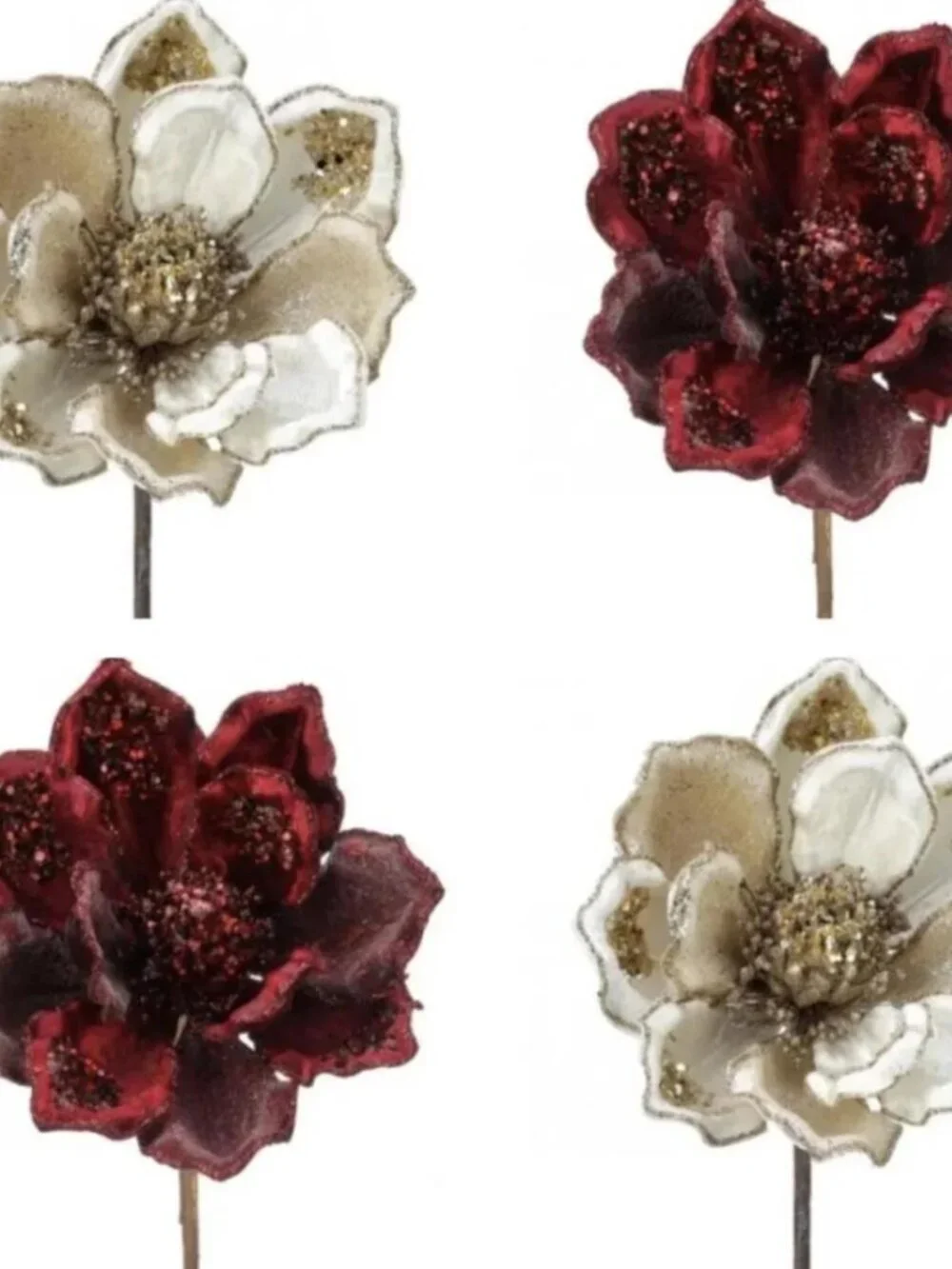 Jeweled Magnolia Stem, Christmas Decor, Tree Decoration, Wreath Attachment